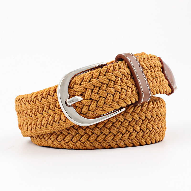 Unisex Canvas Belt - Elastic Woven Waist Belt for Students