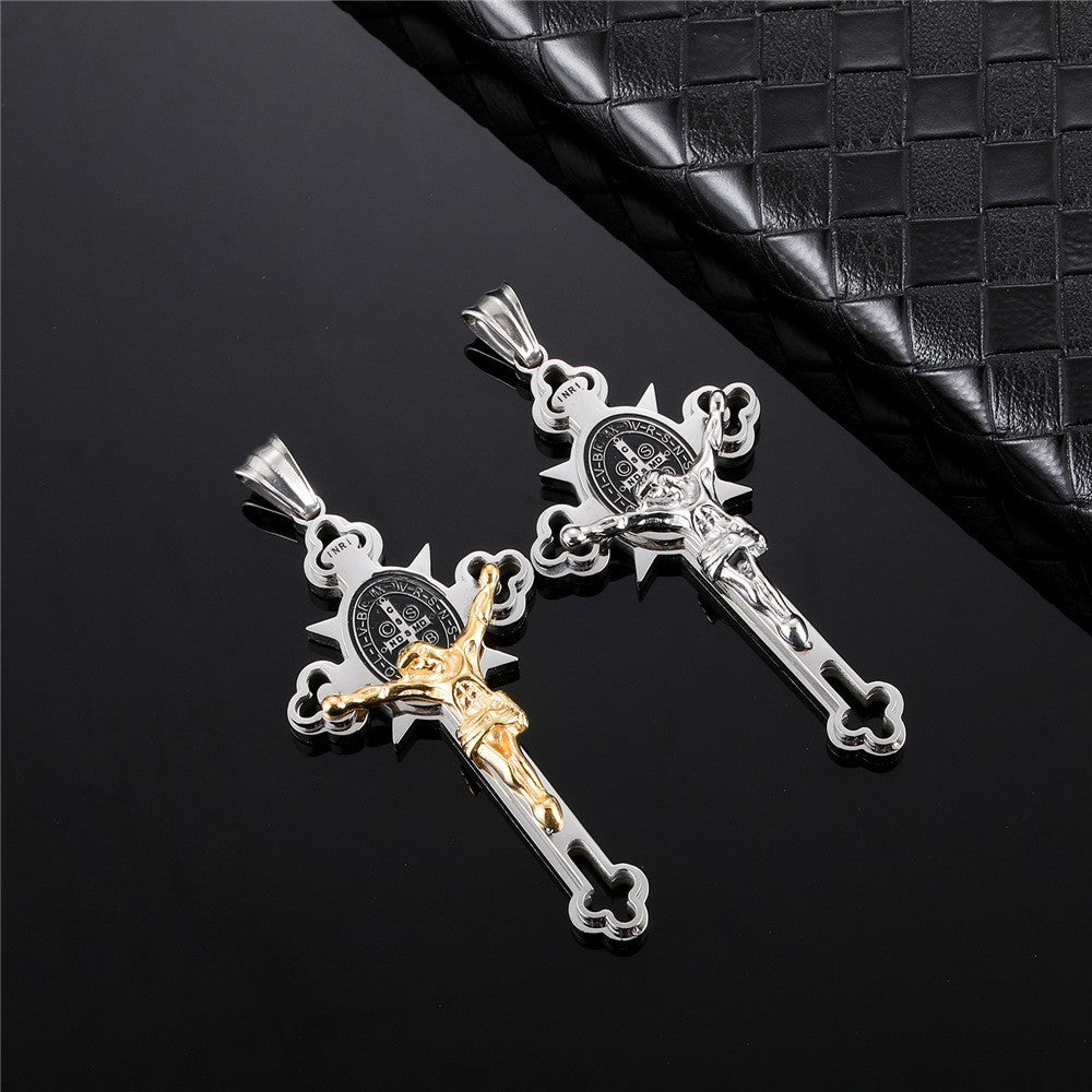 Men's Cross Pendant Necklace - Stainless Steel Summer Jewelry