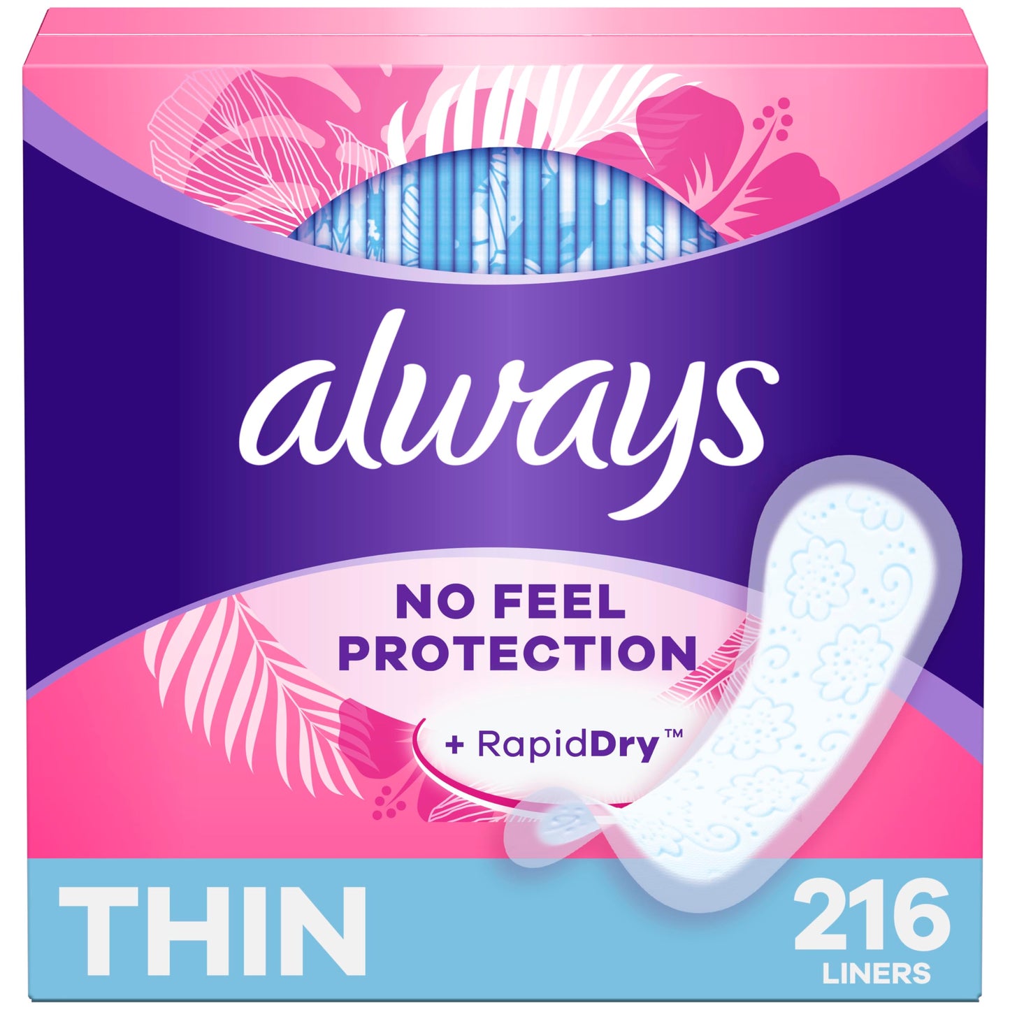Always Ultra Thin Daily Liners For Women Regular Length 216 Count Total Count (2 Packs of 108 Count)