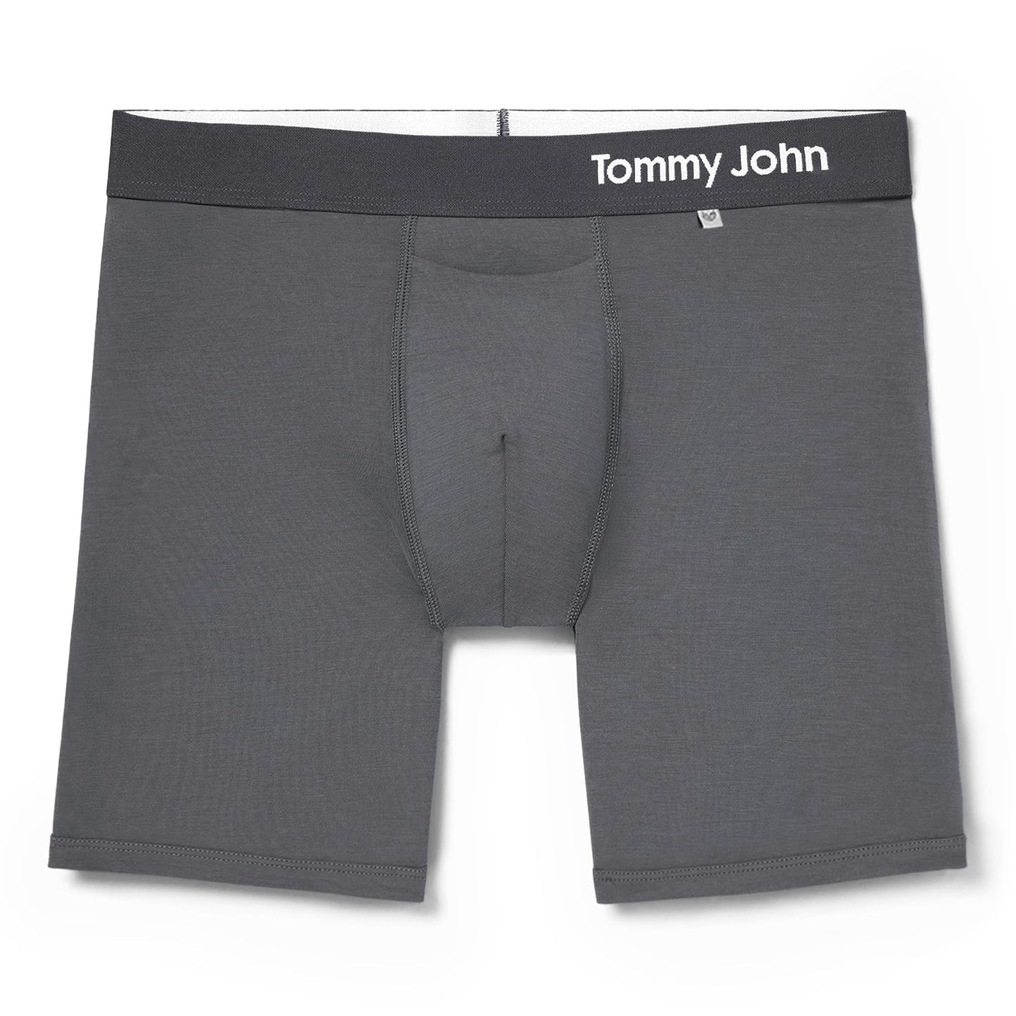 Tommy John Men’s Underwear Cool Cotton underwear Hammock Pouch with Mid-Length 6" Inseam Comfortable Underwear Soft Breathable Waistband Boxer Briefs Quick Dry Iron Grey Medium