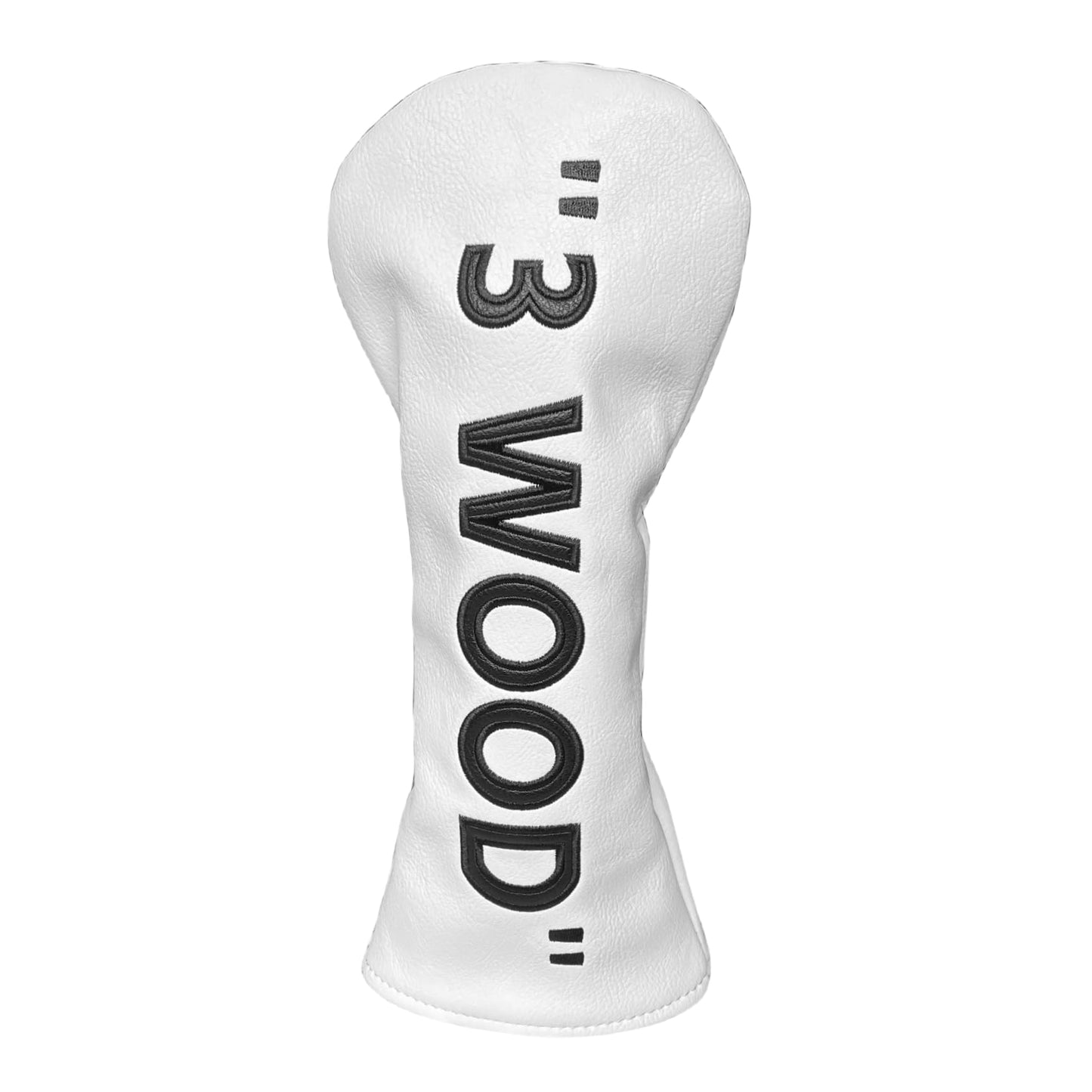 Golf Club Headcover 3 Wood Headcover Driver Headcover - Premium(PU Leather Driver Fairway Wood Hybrid Wood Head Cover Headcover White with Black Golf Accessory for Golf Clubs (1pc 3 WOOD)