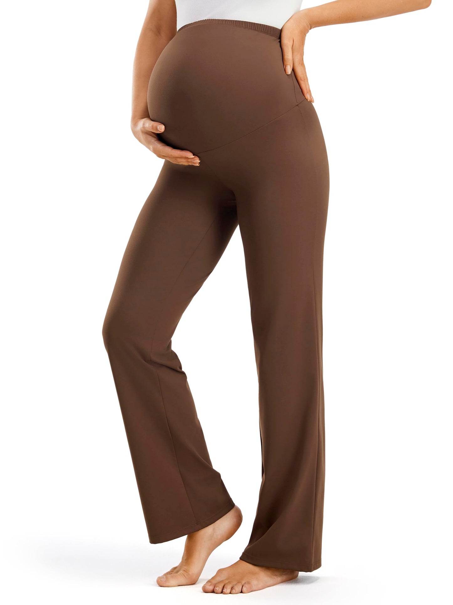 JOYSPELS Maternity Work Pants Pregnancy Workout Yoga Lounge Pants Leggings Straight Leg Trousers Slacks for Women