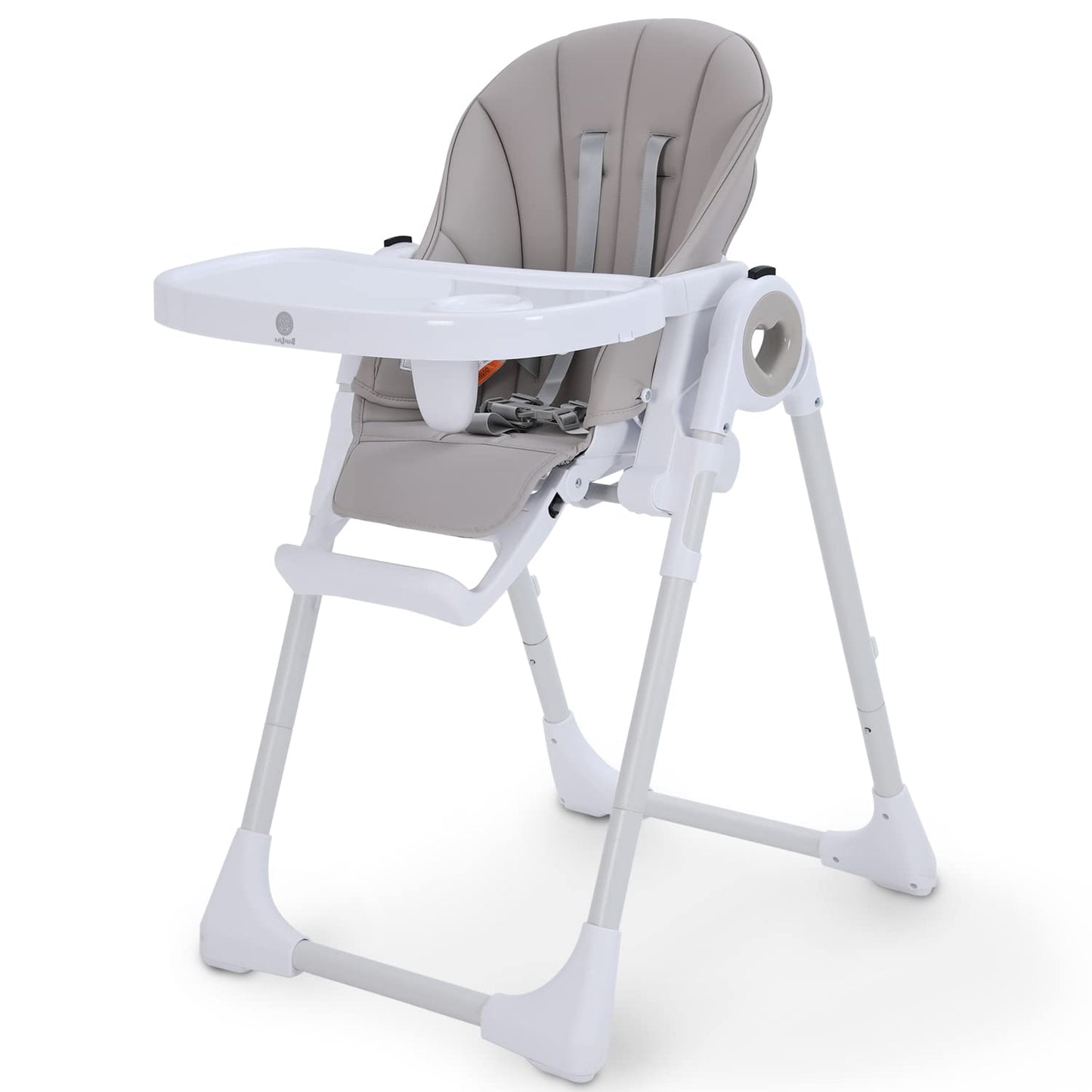 Babilous 4 in 1 High Chair for Babies and Toddlers Foldable Booster Seats Adjustable Height Reclining Backrest and Footrest Double Removable Tray Baby High Chair for Toddler (Gray)