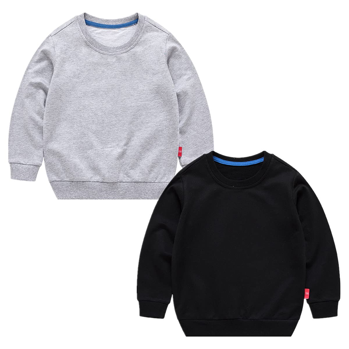 AdaliaFaye Unisex Kids Solid Cotton Thin Pullover Casual Sweatshirt Toddler Baby Crewneck Long Sleeve T-shirts Tops