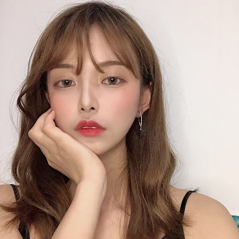 Minimalist Korean Curved Cross Earrings with Diamonds