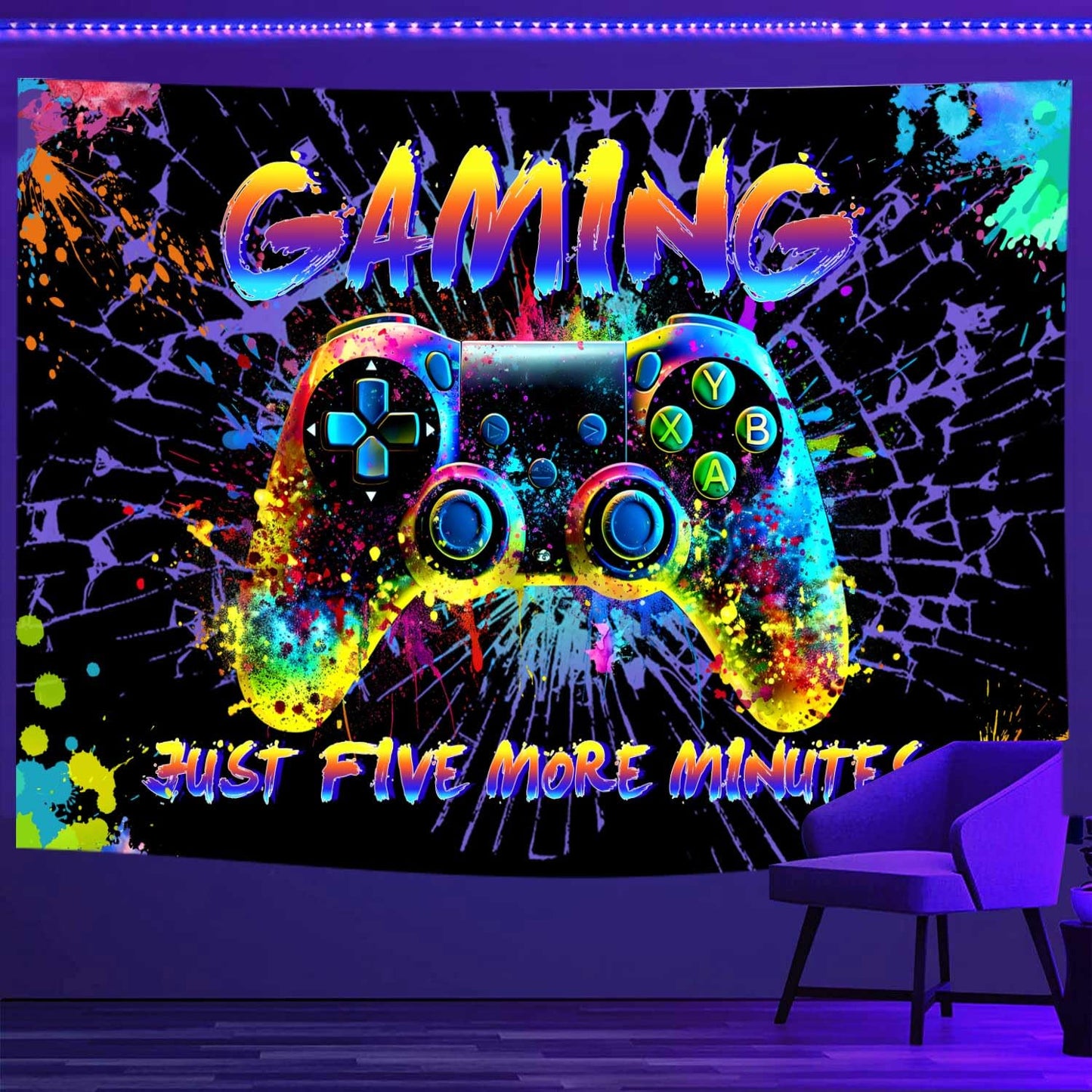 Lacoiime Boys Cool Gaming Graffiti Tapestry Wall Hangings UV Colorful Gamers Neon Tapestry Fun Teen Bedroom Room Dorm College Retro 80s Video Game Tapestries 60 X 40 IN