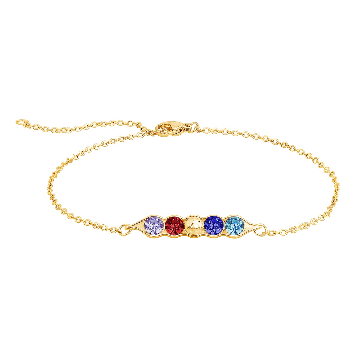Fashion Pea Pod Birthstone Bracelet with Diamonds