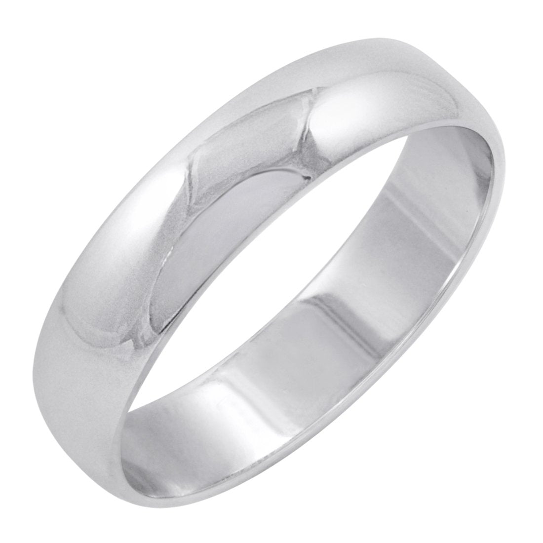 Mens 10K White Gold 5mm Traditional Fit Plain Wedding Band (Available Ring Sizes 8-12 1/2) Size 9.5