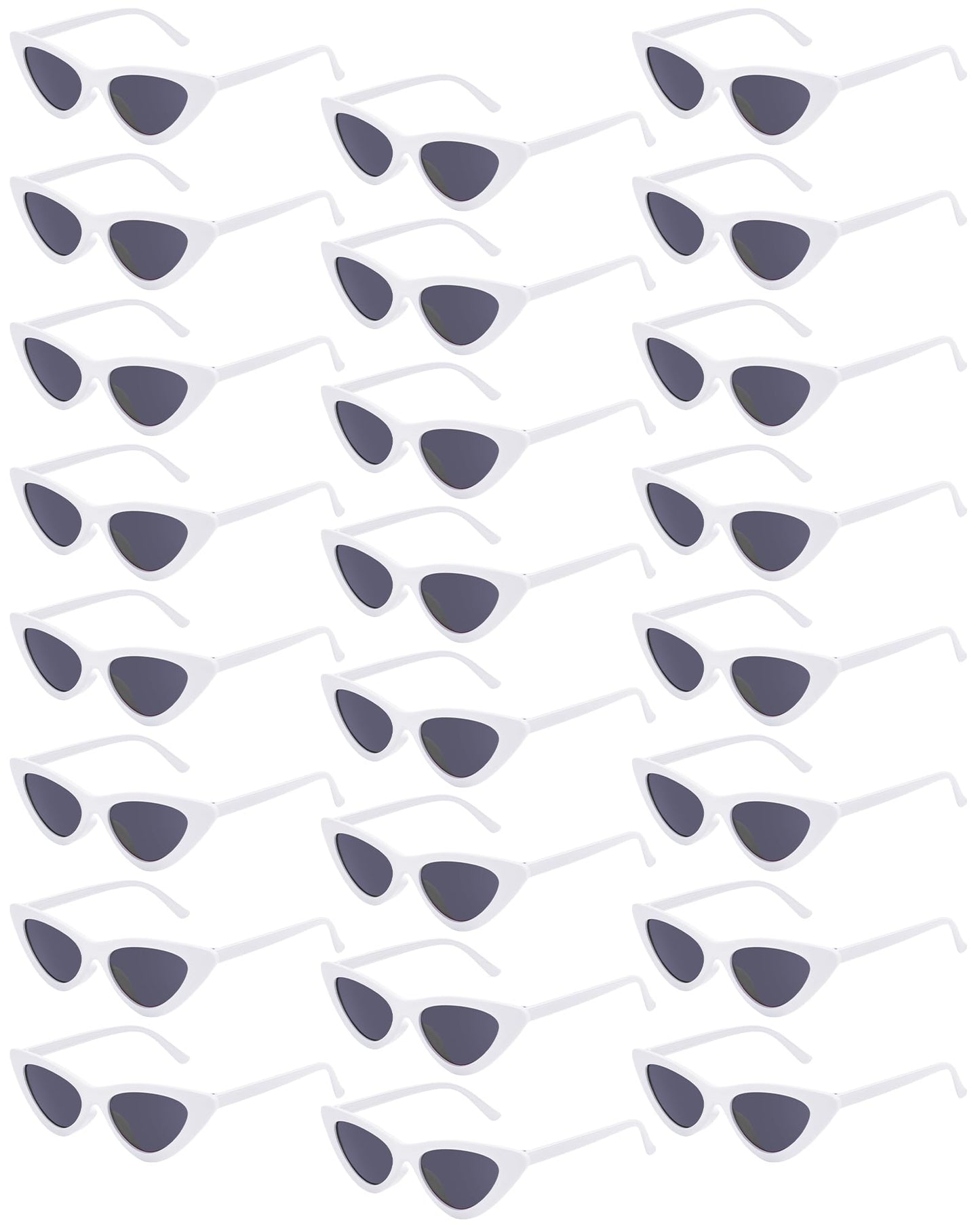 Kanayu 24 Pairs Retro Cat Eye Sunglasses for Women Vintage Sunglasses Trendy Goggles Plastic Frame Sunglasses for Party (White)