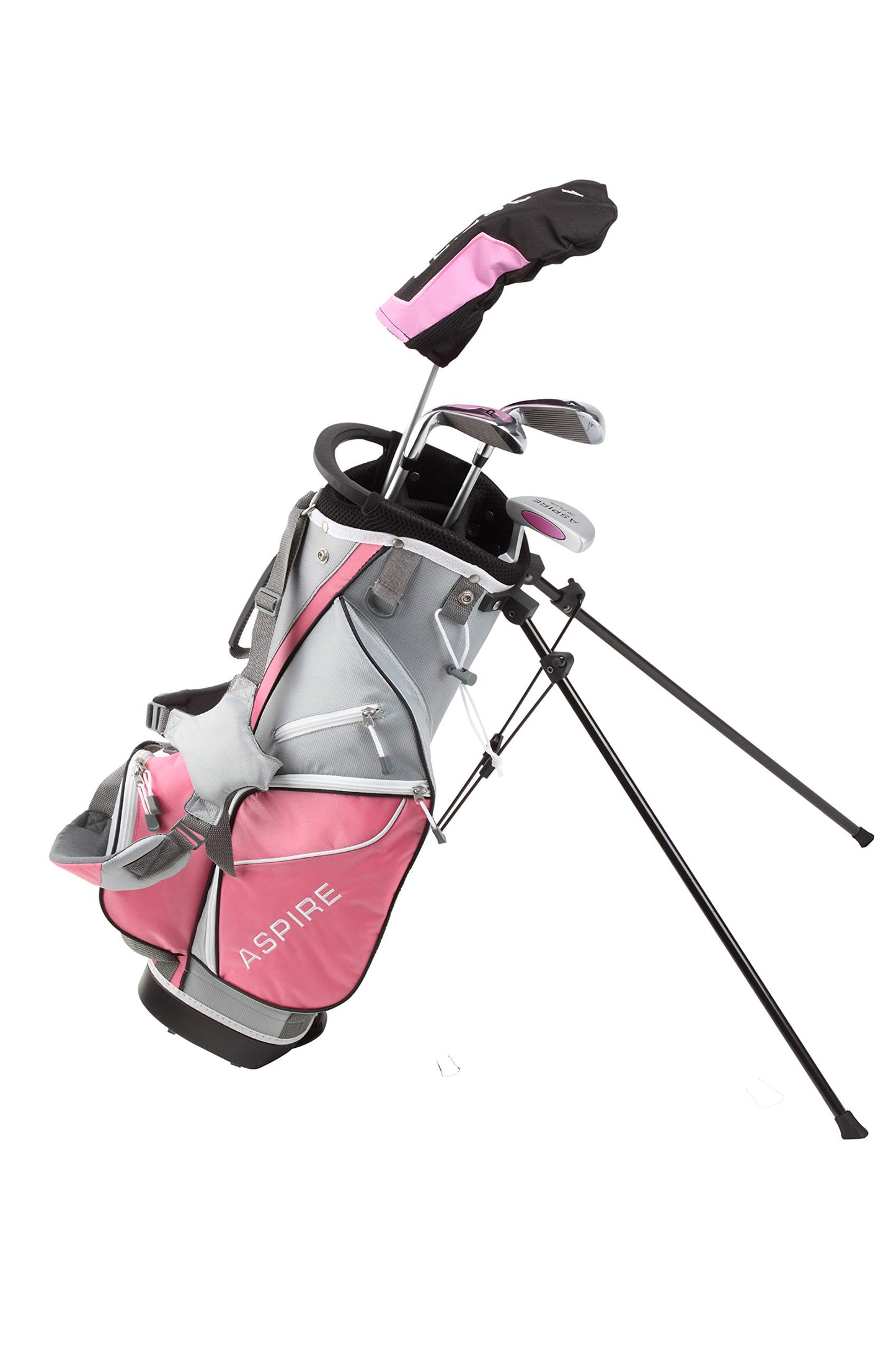 ASPIRE Junior Plus Complete Golf Club Set for Children Kids - 5 Age Groups Boys and Girls - Right Hand Real Girls Junior Golf Bag Kids Golf Clubs Set