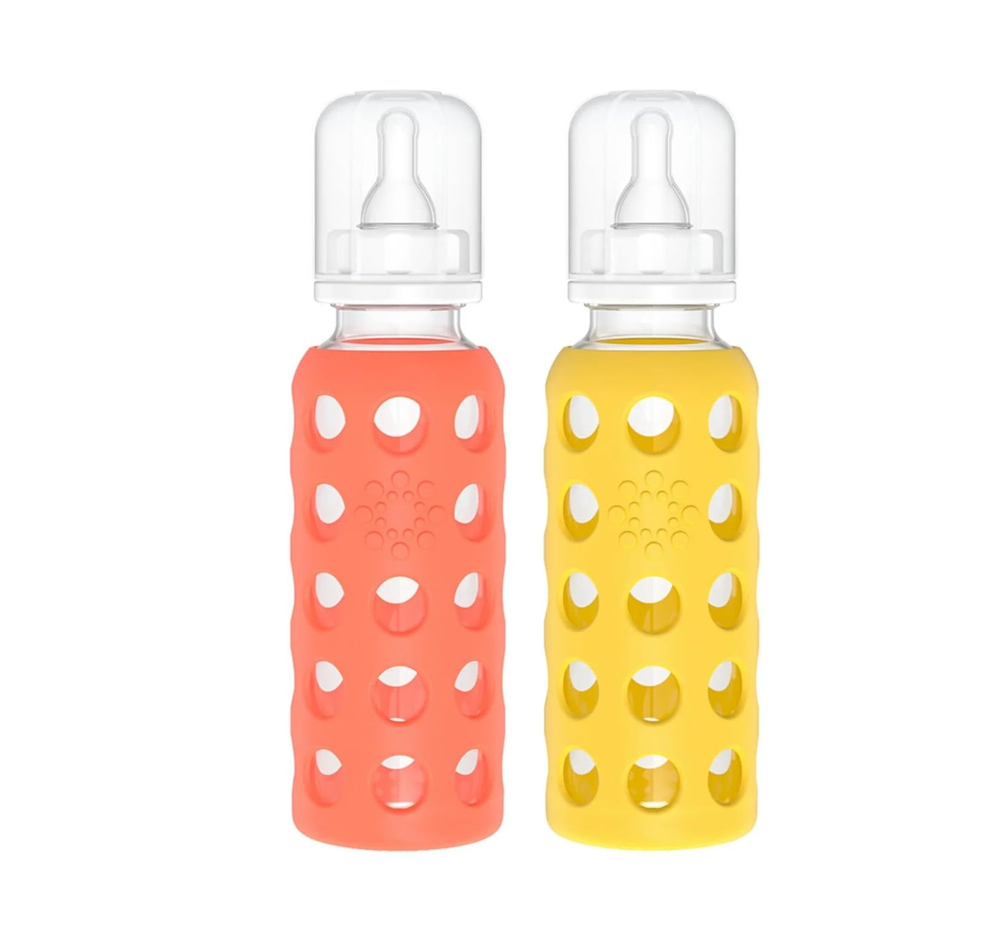 Lifefactory Glass Baby Bottles with Silicone Protection - 2-Pack 9 oz Bottles Mango & Papaya