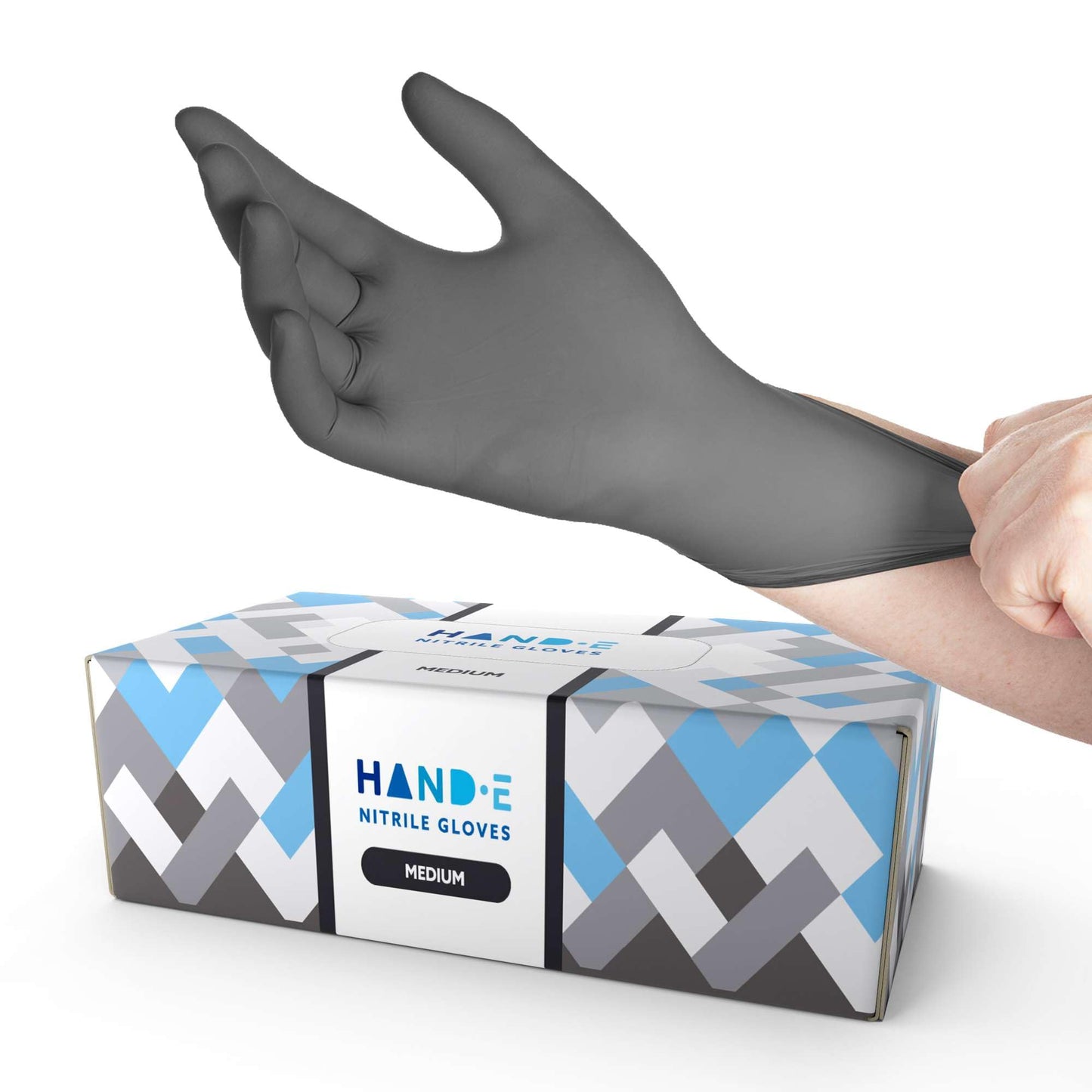 Hand-E Touch Grey Disposable Nitrile Gloves Medium 50 Count Powder and Latex Free Medical Gloves Exam Surgical Gloves Food Safe Cooking Gloves - Textured Fingertips