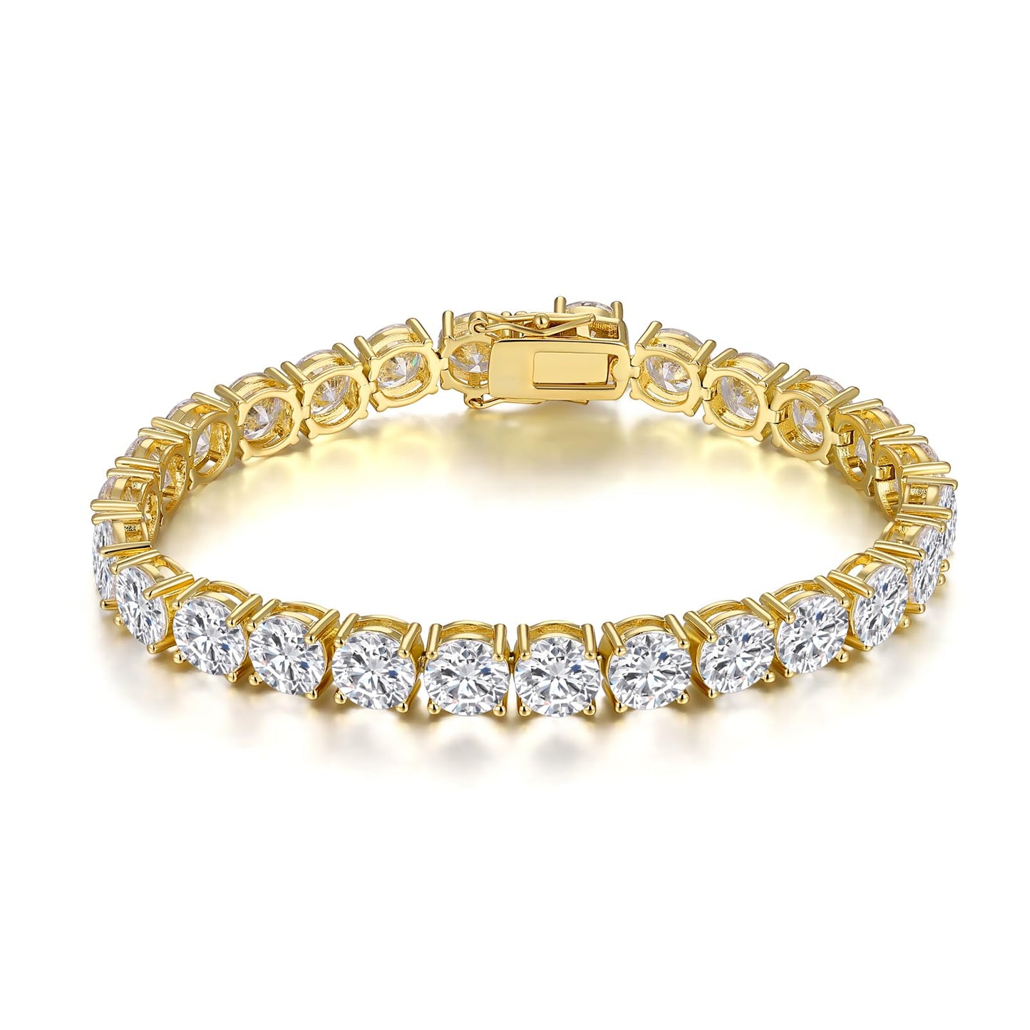 Gemsme 5MM Tennis Bracelets for Women 18K Gold Plated 5mm Round Gorgeous Cubic Zirconia Tennis Bracelets for Men