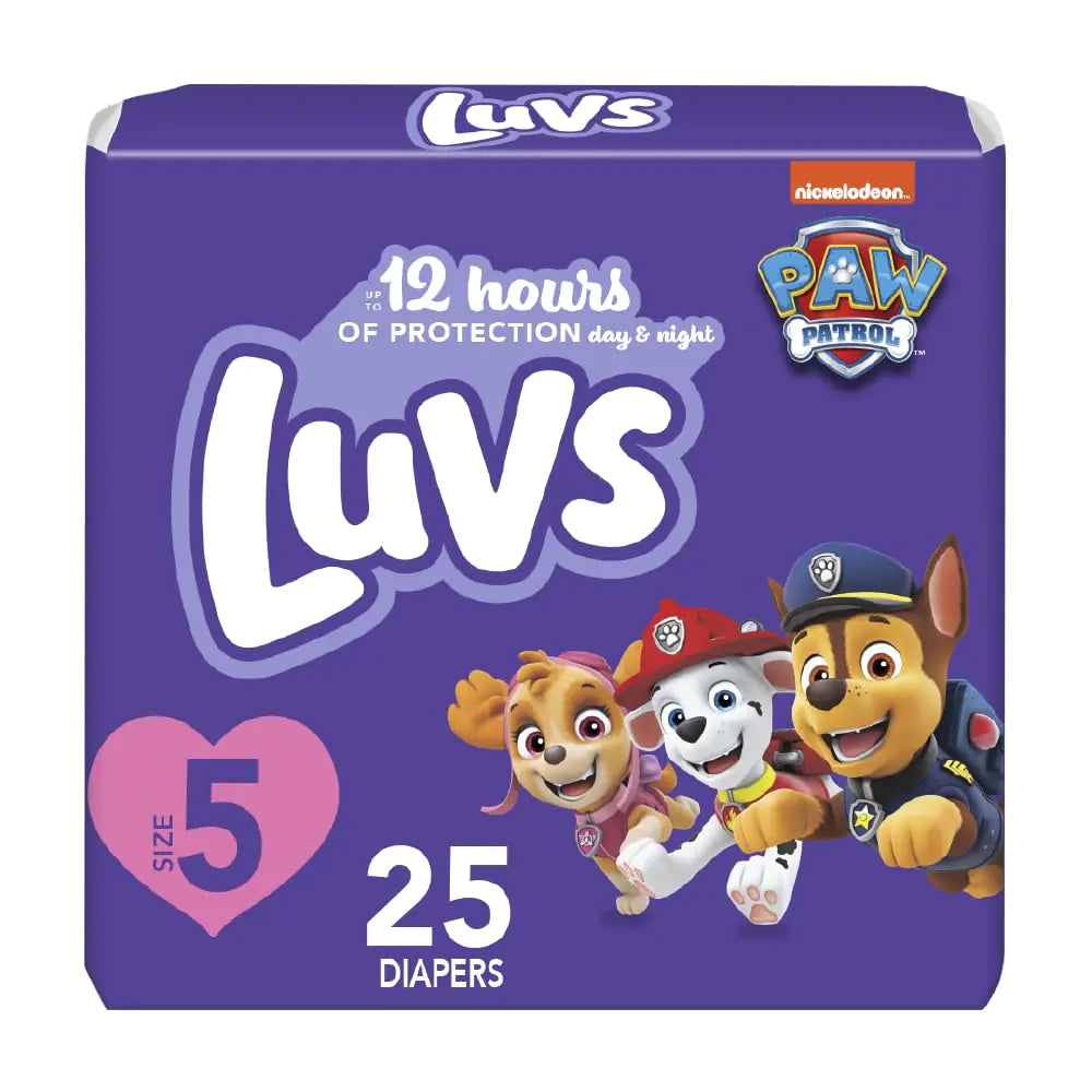 Luvs Diapers - Size 5 25 Count Paw Patrol Disposable Baby Diapers