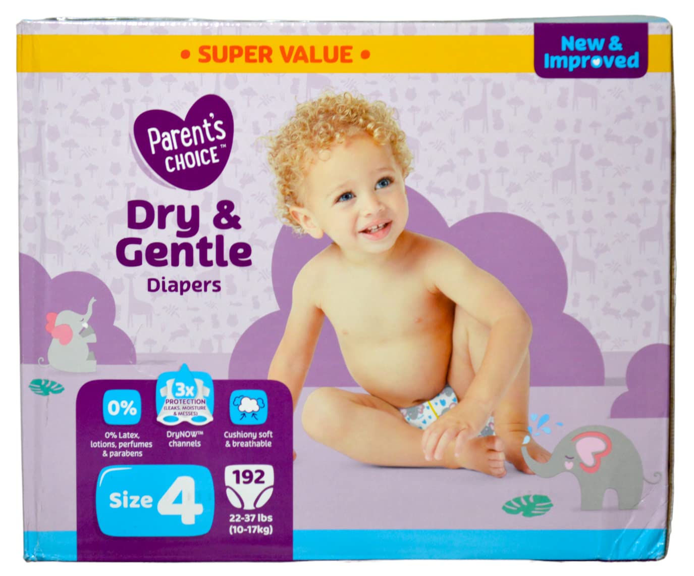 Parents Choice Diapers Dry & Gentle Diapers Size 4 - Super Value 192 Count