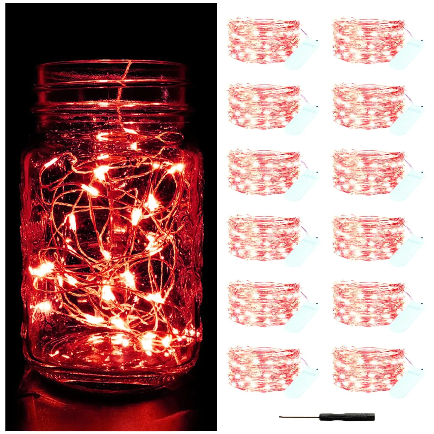 12 Pack Fairy Lights Battery Operated String Lights,7FT 20LED Waterproof Silver Wire Christmas Lights OutdoorFirefly Mini Lights for Bedroom Party Birthday Wedding Home Decor