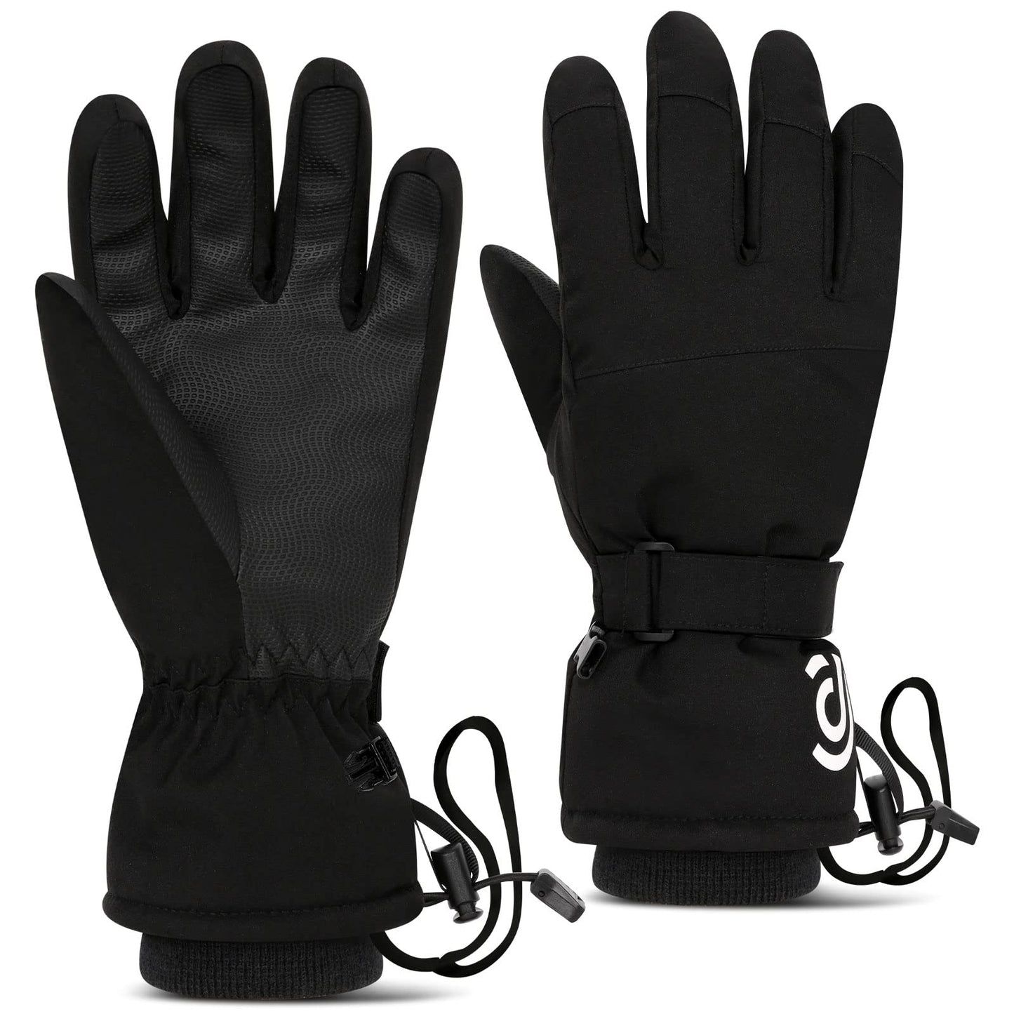 Snowmobile Gloves,Ski Gloves for Men Women Waterproof Windproof Touchscreen Snowboard Gloves,Warm Winter Gloves with Wrist Straps for Cold Weather.(black-S)