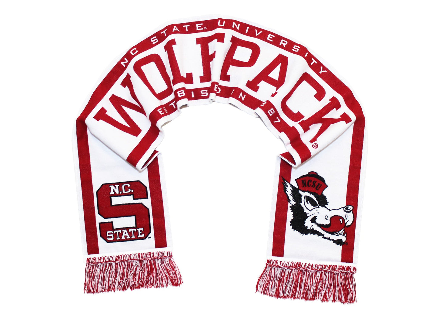 Tradition Scarves NC State Wolfpack Scarf - Hungry Wolf Throwback White Woven