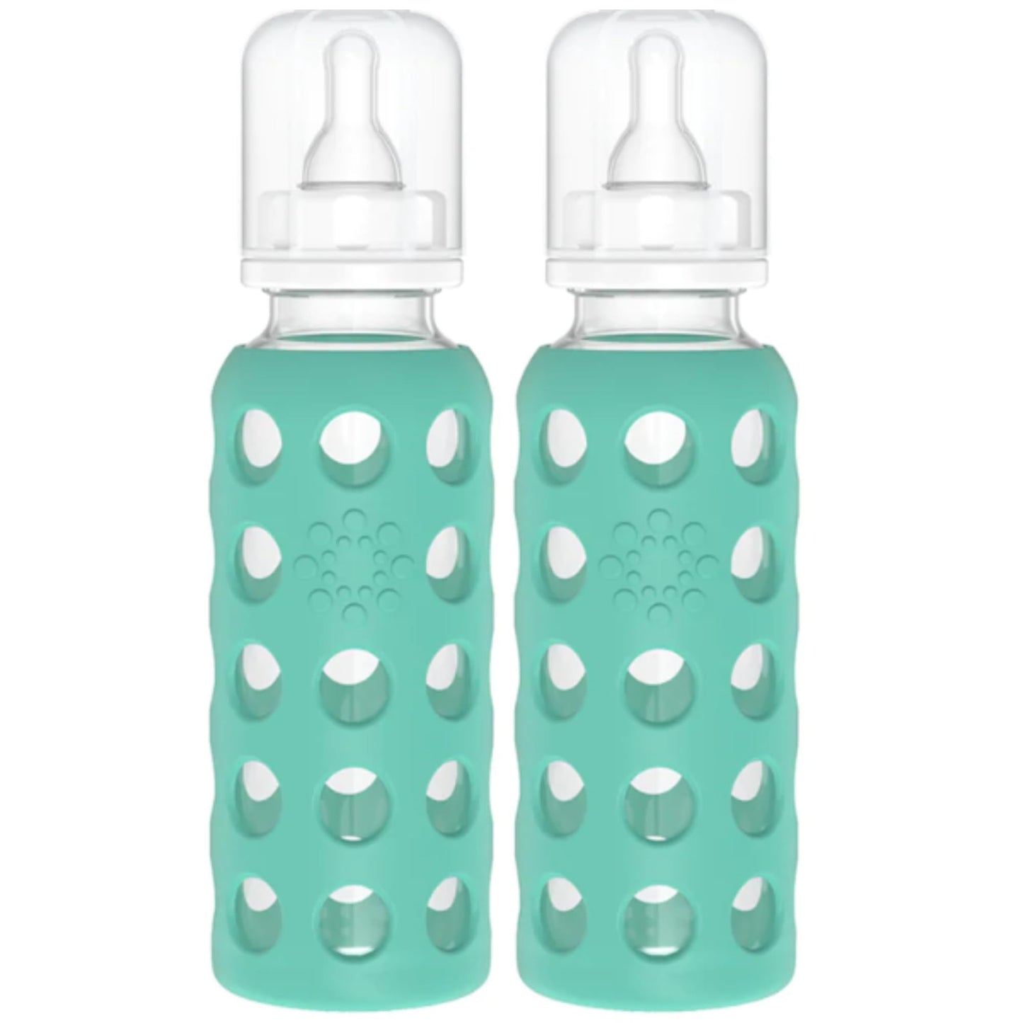 Lifefactory Glass Baby Bottles with Silicone Protection - 2-Pack 9 oz Bottles Kale