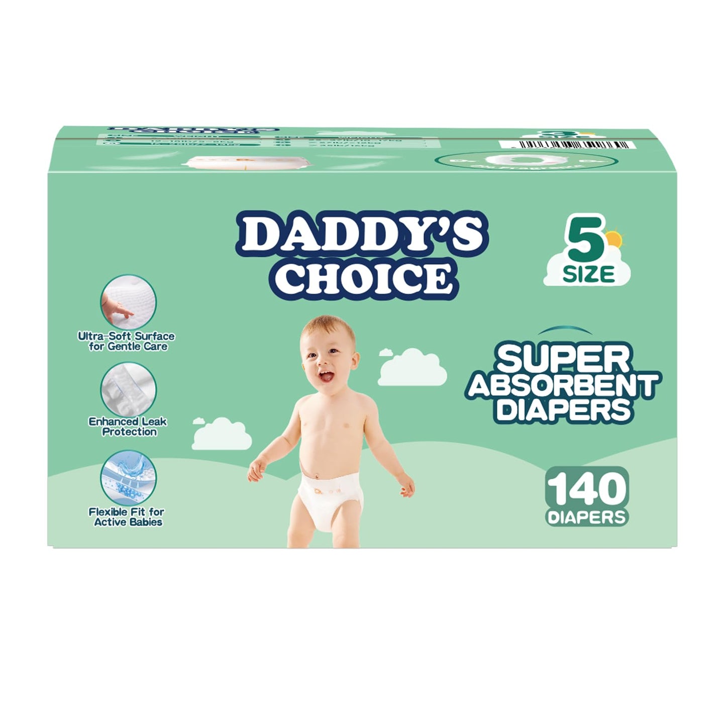 Size 5 Super Absorbent Diapers Daddys Choice Baby Diapers (≧27 lbs) 140ct