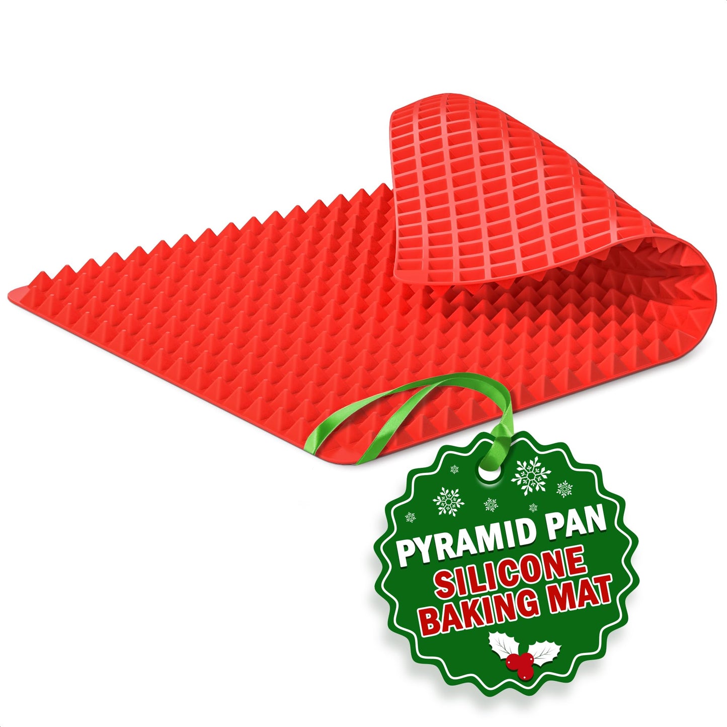 Non Stick Silicone Baking Mat Red Pyramid - 16x11 Baking Sheets Non Stick Baking Mat Silicone Cooking Mat Pyramid Silicon Mat Microwave Bacon Mat - Non-Stick bbq Baking Mats Cooking Mats for Baking