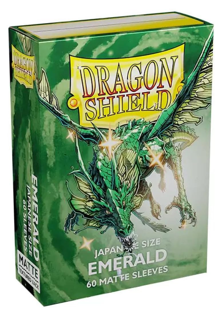 Dragon Shield – Sleeves: Dragon Shield Matte Japanese Emerald 60 CT - Japanese Size Card Sleeves - Yu-Gi-Oh! Card Sleeves Smooth & Tough - Compatible with Yu-Gi-Oh!