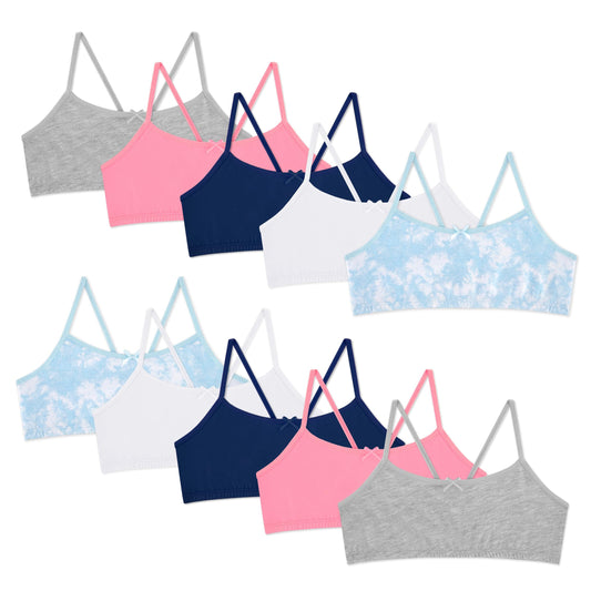 10 Pack Cotton Girls Training Bras - Racerback Crop Cami Training Bras for Girls