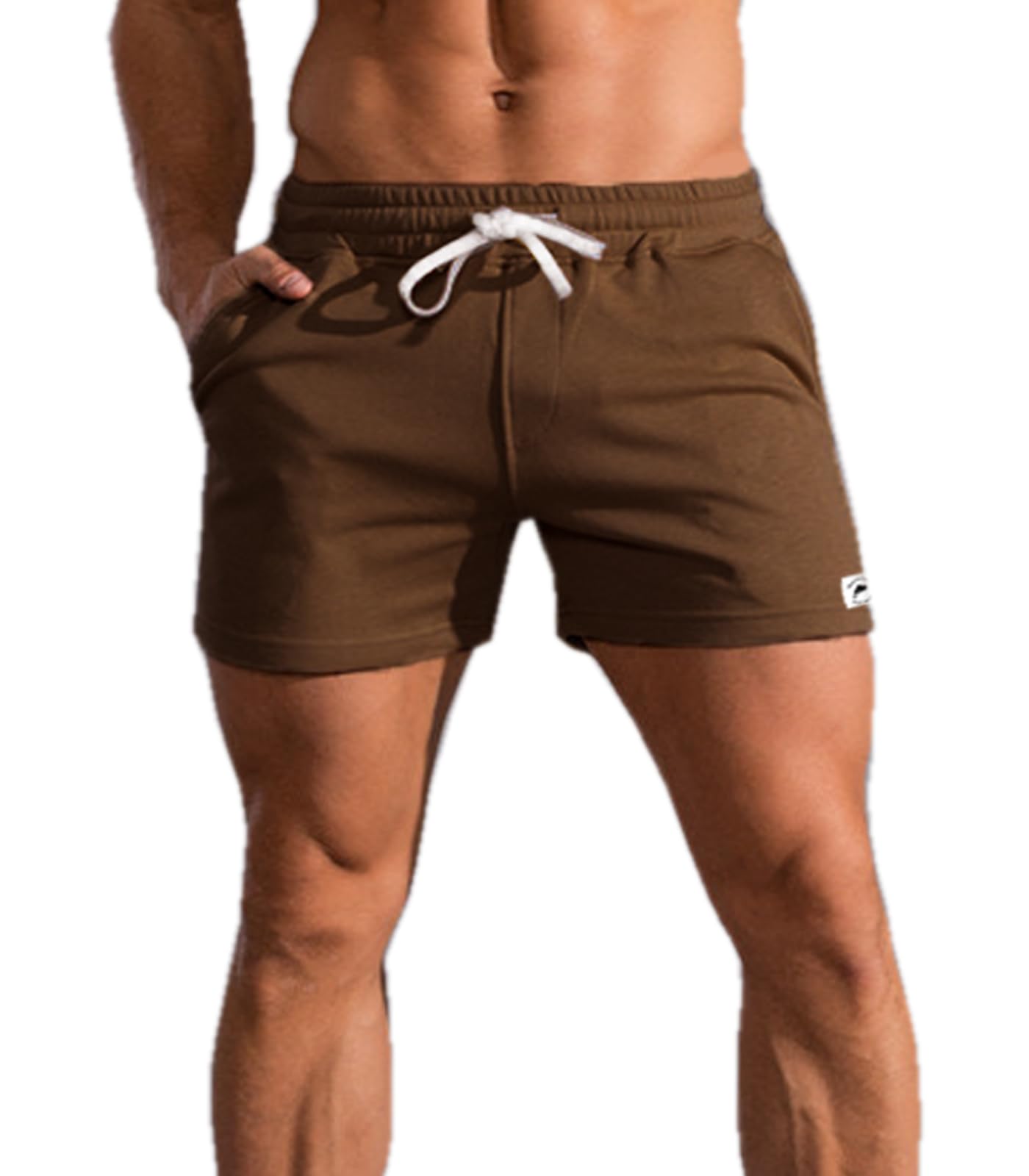 Waghaw 5inch Mens Shorts Cotton 5 Inch Inseam Shorts Men Cotton Shorts for Men Shorts Athletic Mens Sweat Shorts Mens Shorts 5 Inch Mens Tennis Shorts 5 Inch Inseam(CoffeeM)