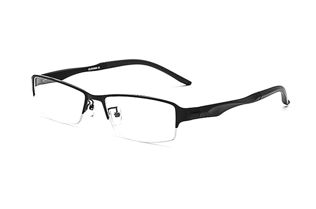 LUOMON Half Rimless Business Eyeglasses with Titanium Alloy Frame Clear Lens EG002 Black