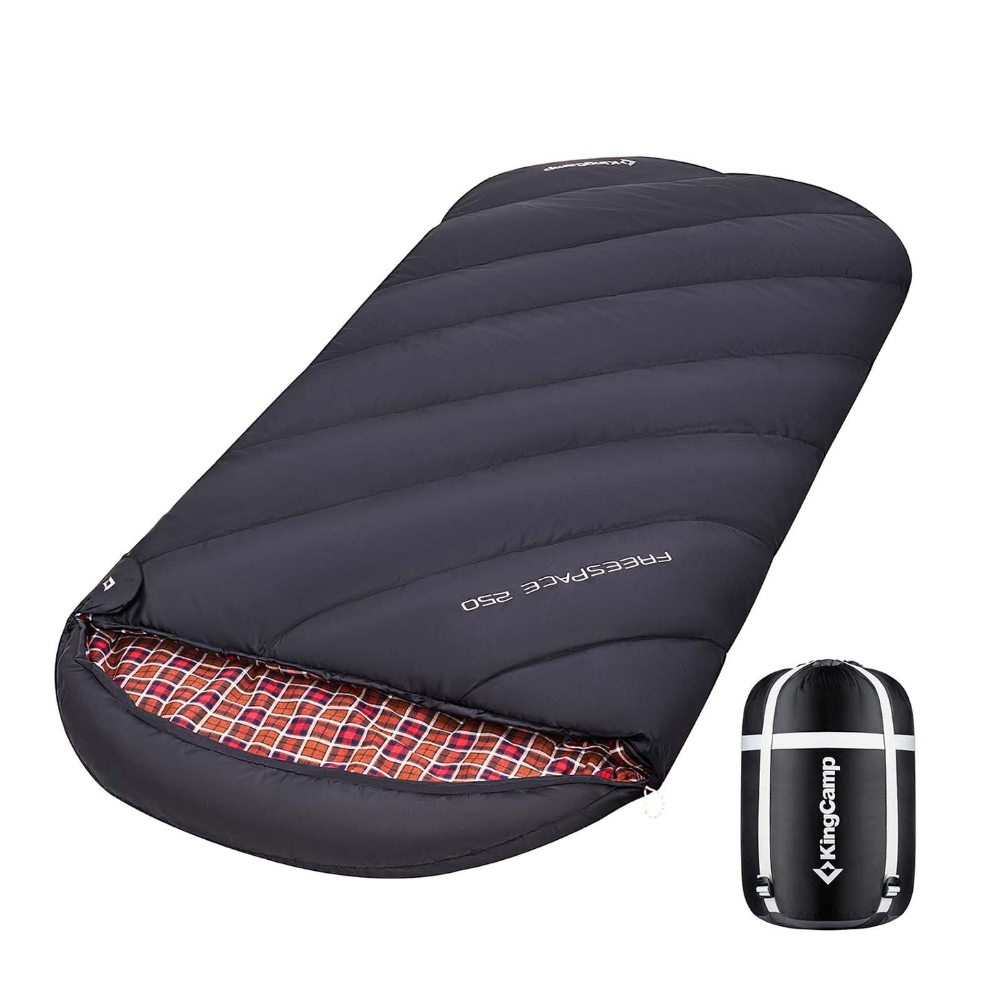 KingCamp Flannel Sleeping Bag for Adults Warm&Cold Weather 3-4 Season Sleeping Bag Extra Wide Sleeping Bag for Camping Hinking, Backpacking