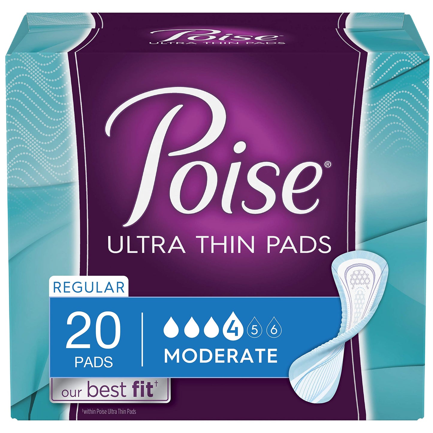 Poise Ultra Thin Incontinence Pads Moderate Absorbency Regular Unscented 80 Count (4 Packs of 20)