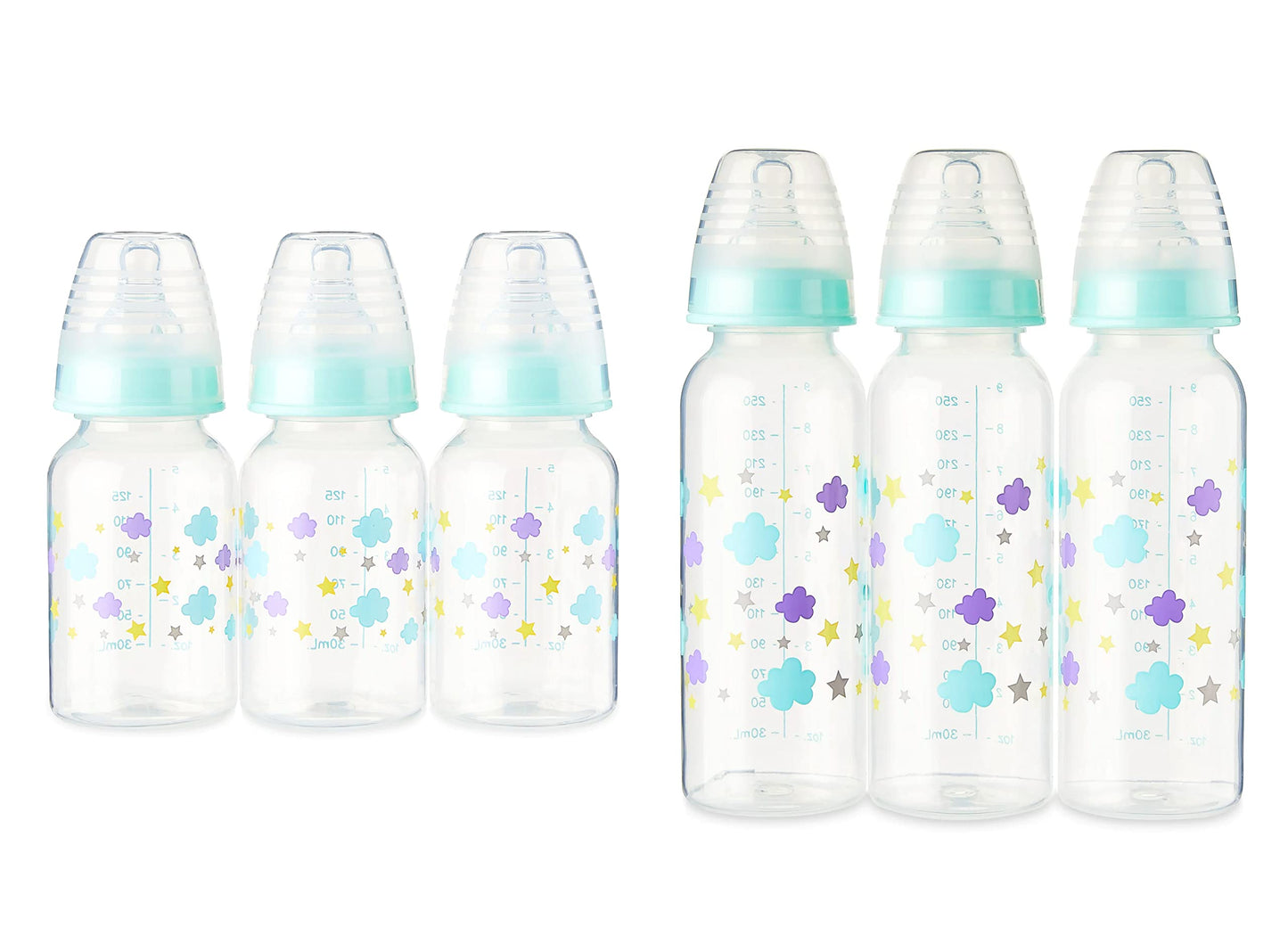 Parents Choice Baby Bottles - Slow Flow Bottles - 9oz Baby Bottles - 5oz Baby Bottles - Six Total Bottles