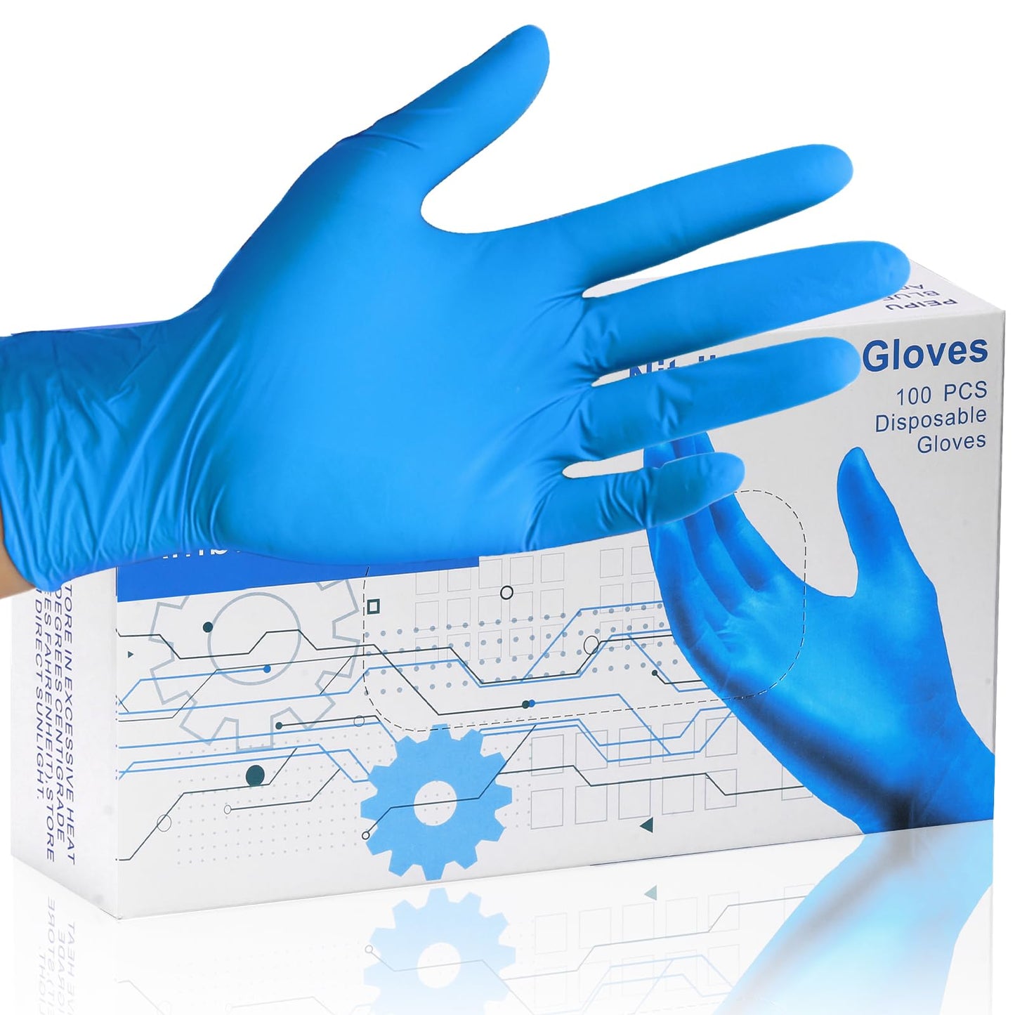 PEIPU Nitrile Gloves Disposable Gloves(Small 100-Pack),Powder Free Cleaning Service Gloves Latex Free