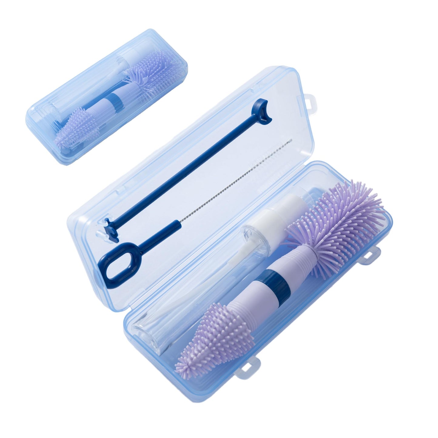 Chemimoso Small Silicone Baby Bottle Brush for Newborn Anti-Colic Baby Bottles, Portable Travel Bottle Cleaner Brush Suit for Baby Bottles Less Than 8 OZ Blue
