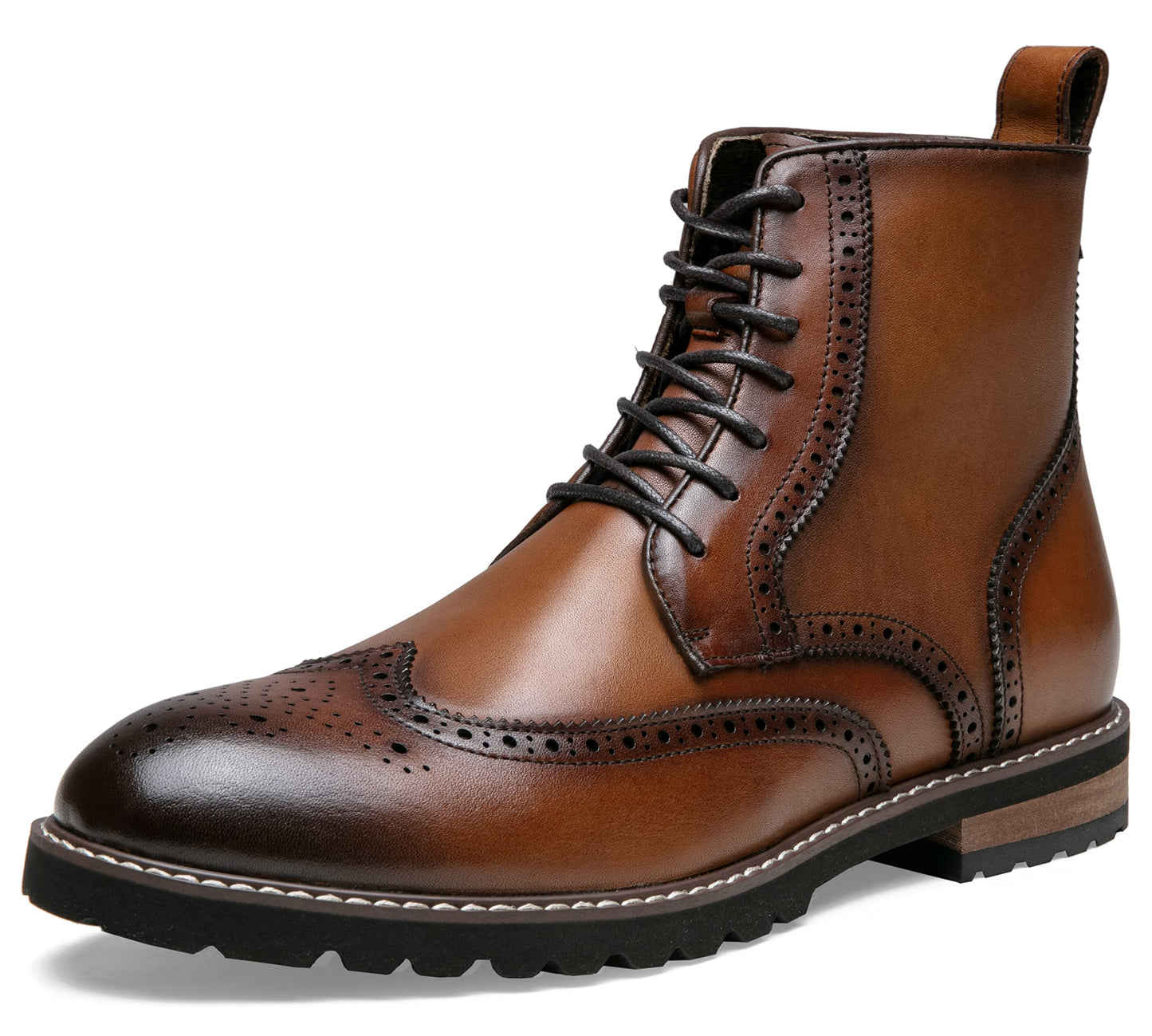 Jousen Boots for Men Retro Fashion Casual Dress Boots Polished Leather Mens Classic Oxford Boots(AMY8158A Brown 10.5)