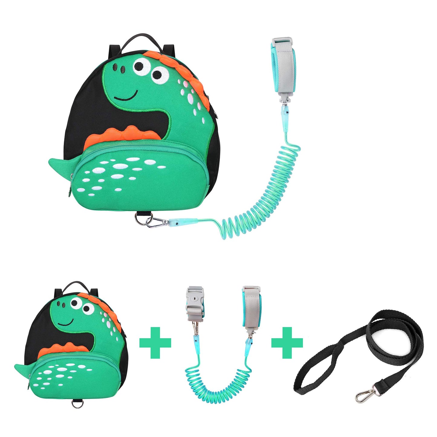 EPLAZA Toddler Leashes Dinosaur-like Backpacks with Anti Lost Wrist Link Wristband for 1.5 to 3 Years Kids Girls Boys Safety (Dinosaur Black)
