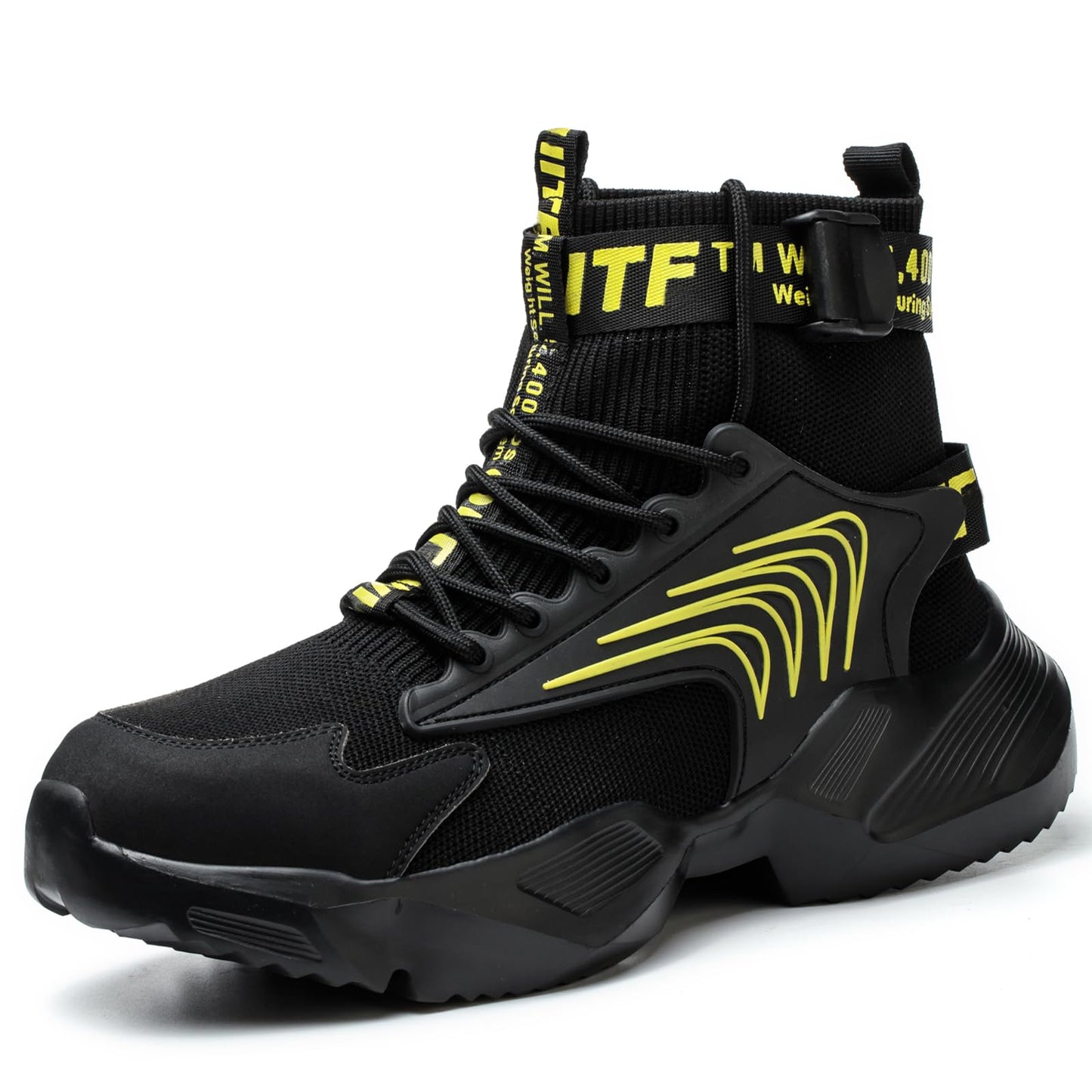 Nutropa Steel Toe Boots for Men Lightweight Safety Work Shoes Comfortable Breathable Slip-Resistant Indestructible ShoesBlack 8 Women/6.5 Men