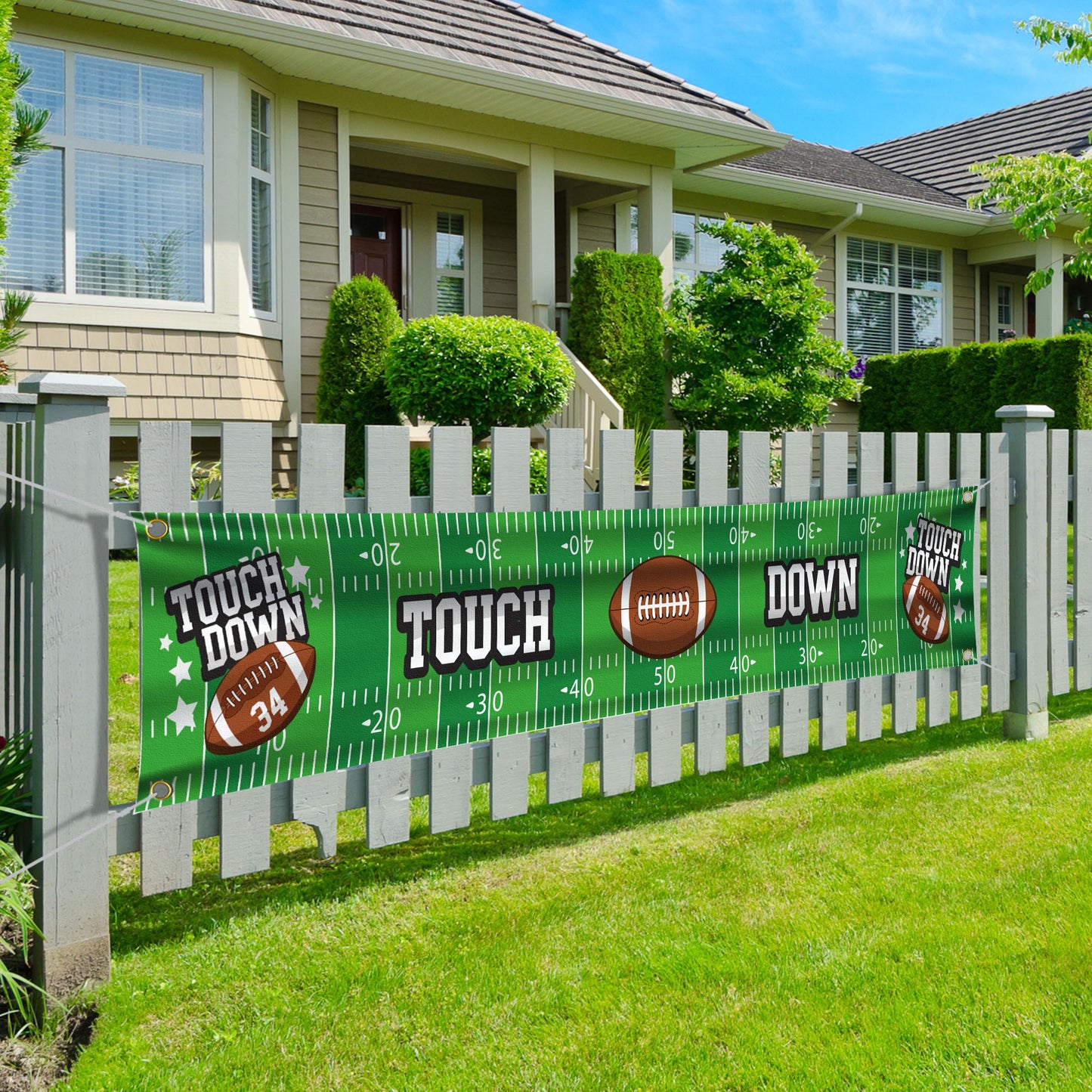 YHNTGB Football Banner Large Rugby Theme Party Hangings Super Bowl Sunday Game Day Sports Fan Supplies Birthday Background Decoration Boy Favors1.64 x 9.84 Ft