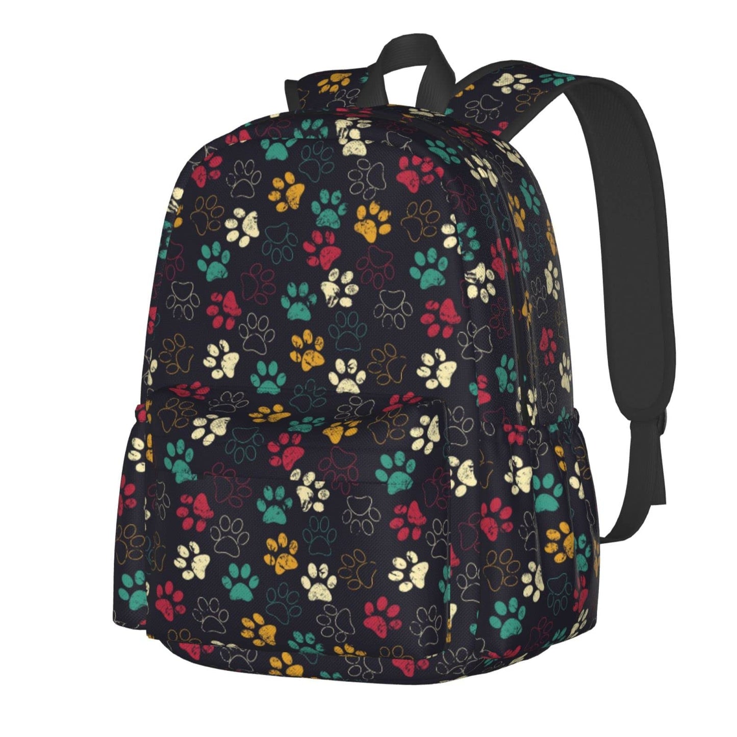Muxxirt Daily Backpack Cat Dog Paw Print Backpacks Travel Laptop Daypack 17 inch Bags for Men Women