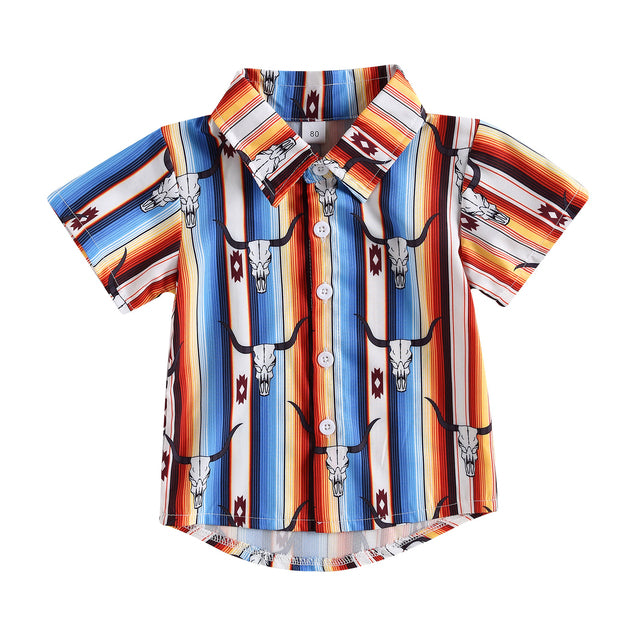 Cattle Cactus Graphic Print Short Sleeve Baby Shirts