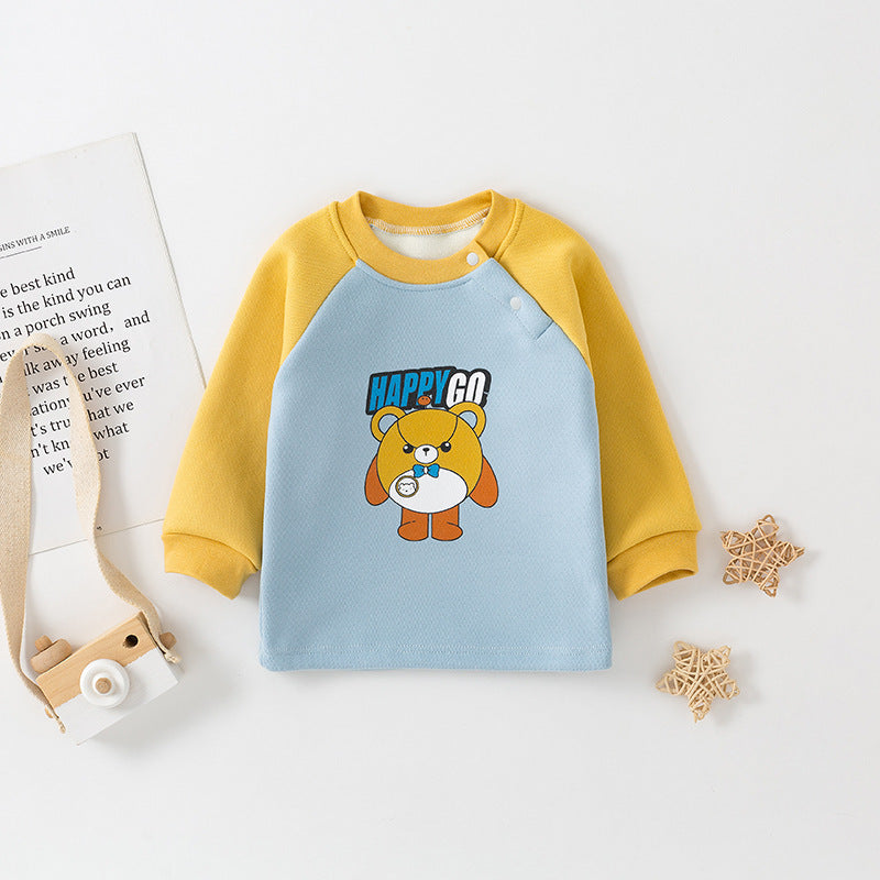 Baby Autumn Winter Warm Fleece Long Sleeve T-Shirt