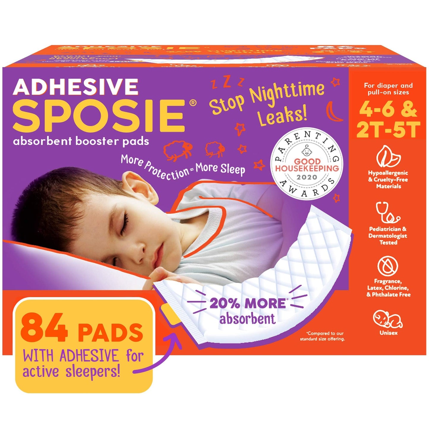Sposie Diaper Booster Pads Stop Leaks in Overnight Diapers Nighttime Diapers Baby Diapers and Disposable Toddler Training Underwear Girls and Boys Adhesive Diaper Pad Size 5 Diapers and up