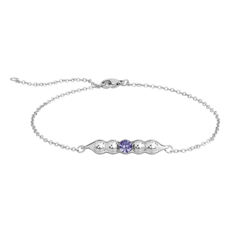 Fashion Pea Pod Birthstone Bracelet with Diamonds