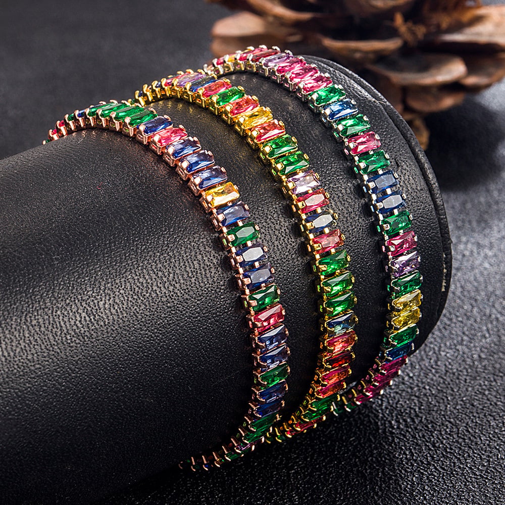 Adjustable Crystal Tennis Bracelet with Zircon Diamonds