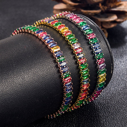 Adjustable Crystal Tennis Bracelet with Zircon Diamonds