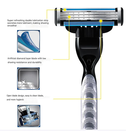 3-Layer Razor Blades for Men's Manual Razors