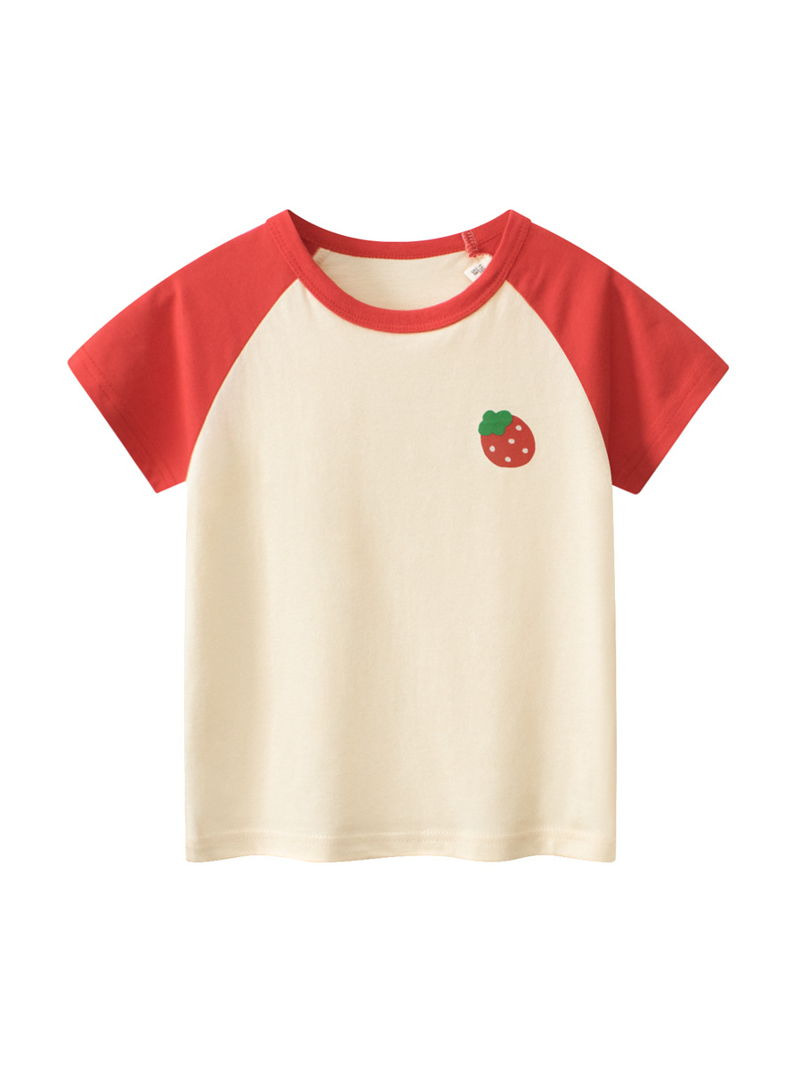Western Style Cotton Baby Girl Round Neck T-Shirt