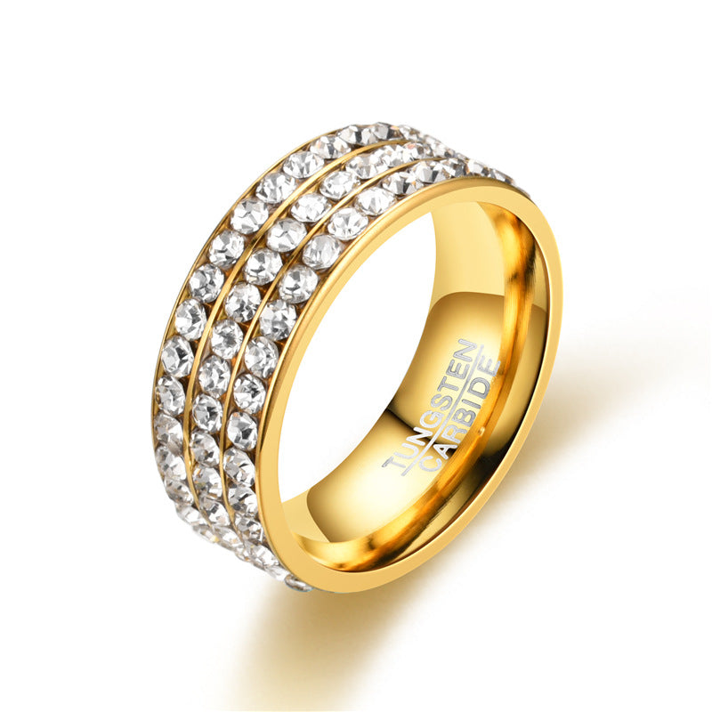 Women's Fashion Stainless Steel Ring with Diamonds