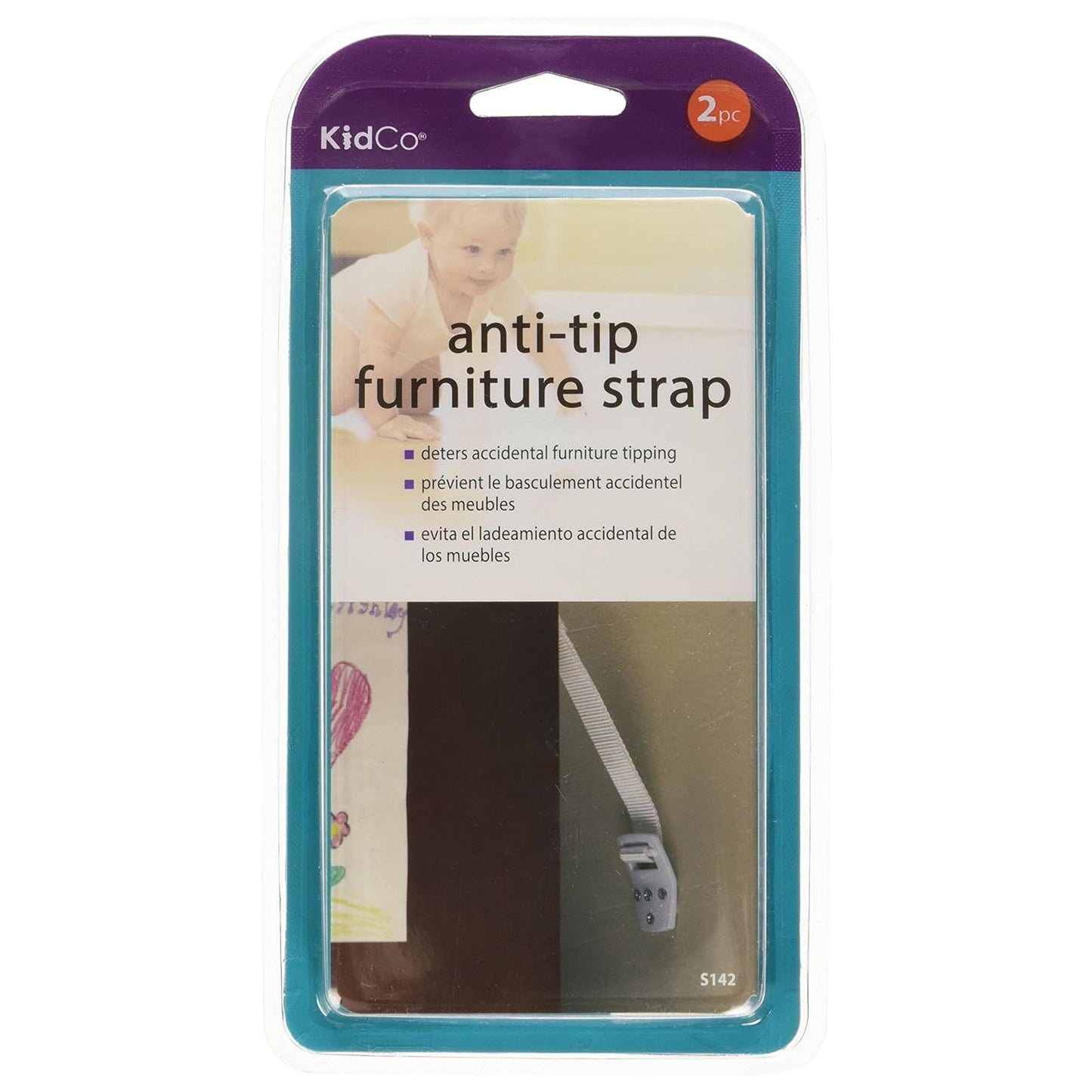 KidCo Anti-Tip Furniture Straps - Anti Tip Safety Straps TV & Furniture Straps for Child Safety Two Pack White