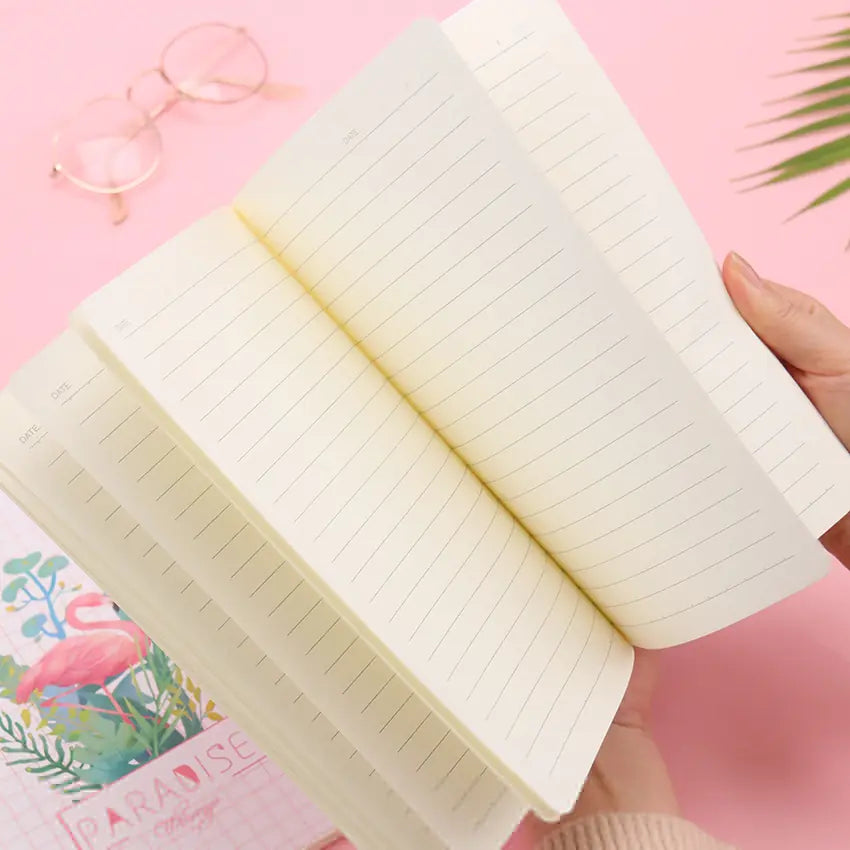 4 Thick A5 Spiral Notebooks with Cute Flamingo Design